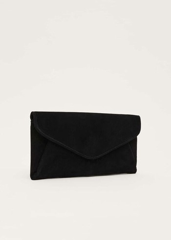 Phase Eight Wendie Suede Envelope Bags Black Australia | LJ2043675